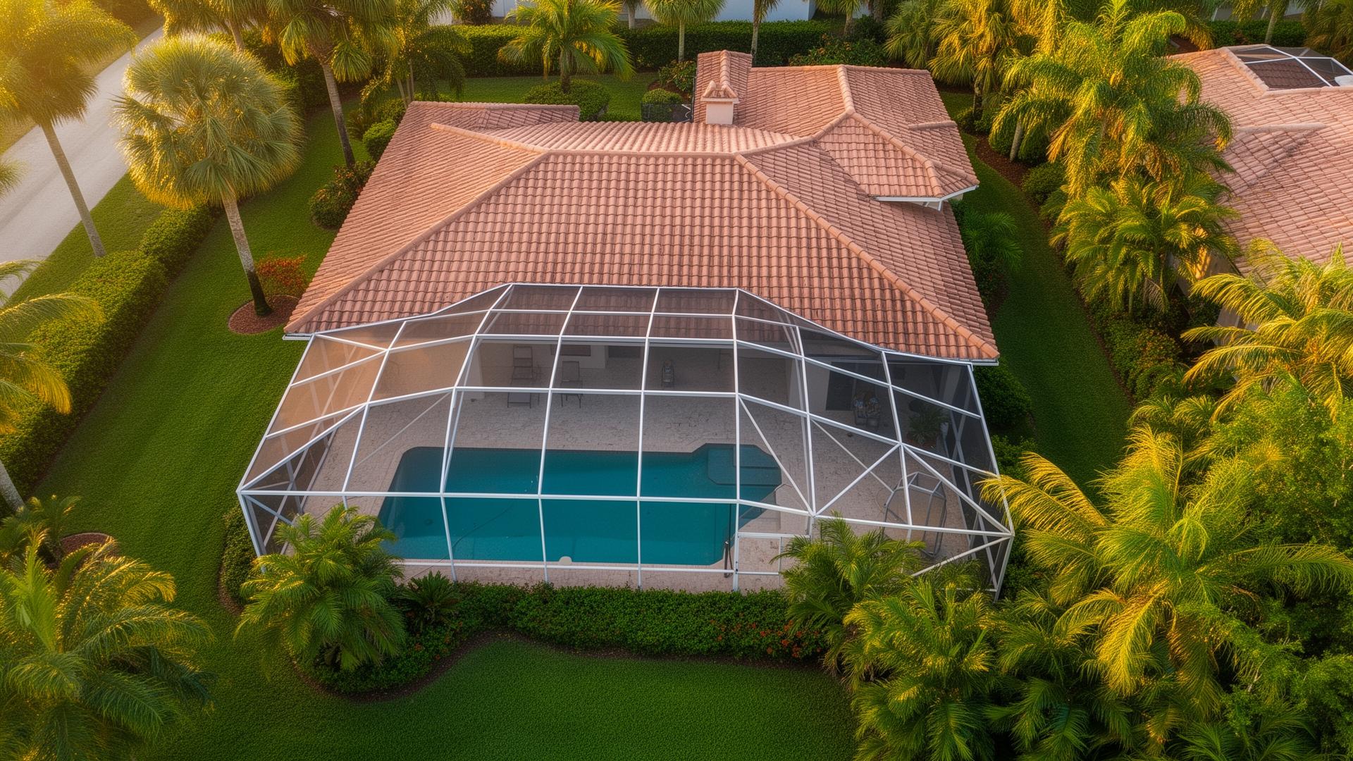 Aerial view of Florida pool enclosure